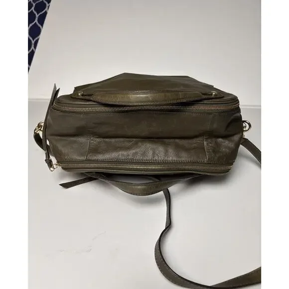 BANANA REPUBLIC Leather Large Duffle North/South Tote Dark Olive Green 2015 - Picture 9 of 16